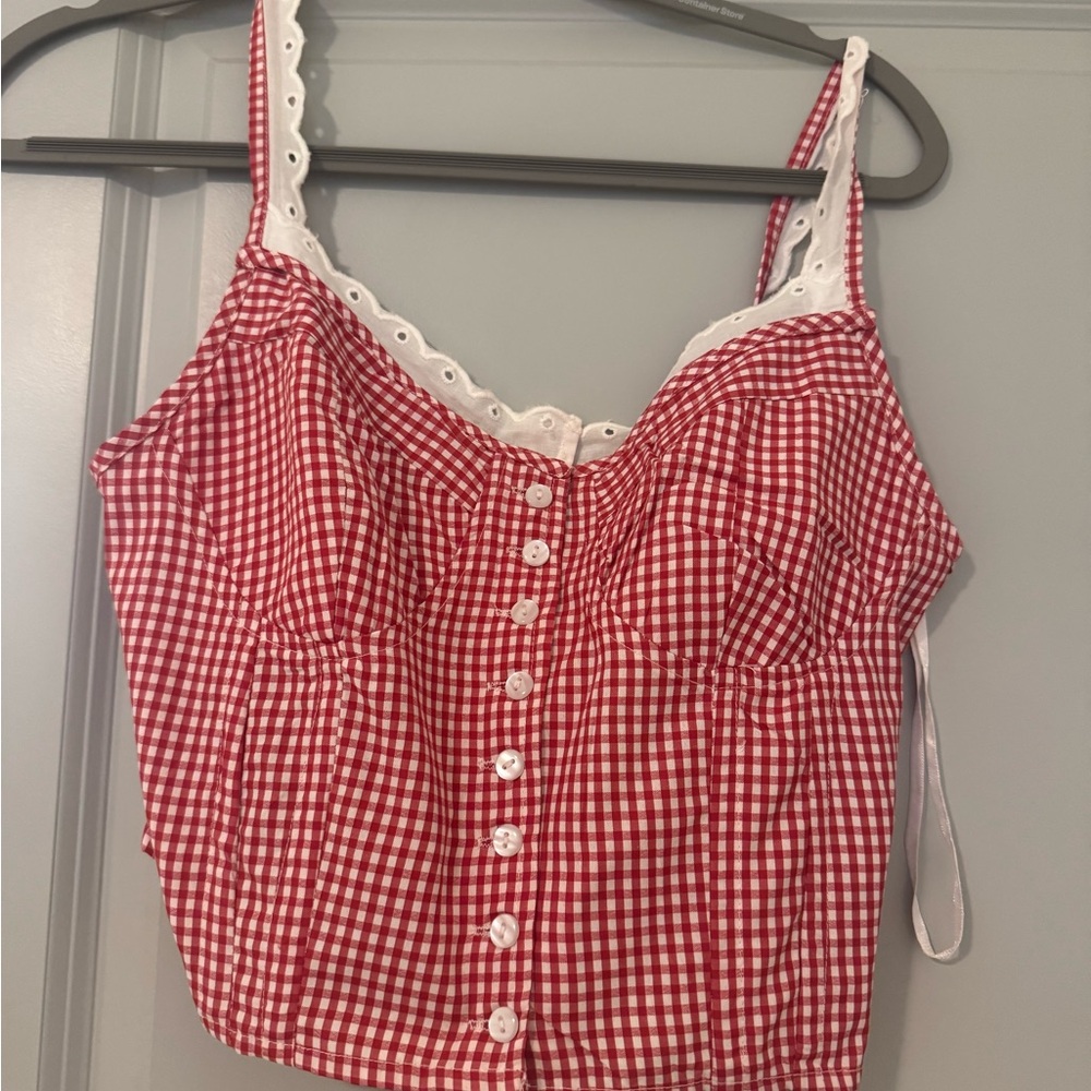 Red Gingham Women's Top